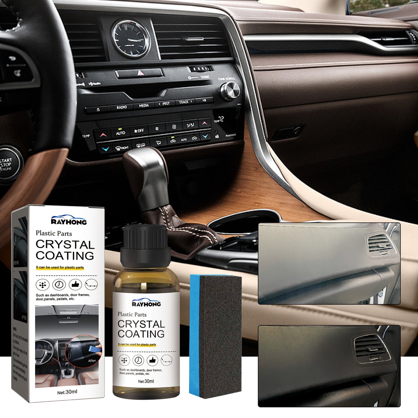 Rayhong plastic refurbished coating car interior dashboard seat cleaning dustproof glazing maintenance coating