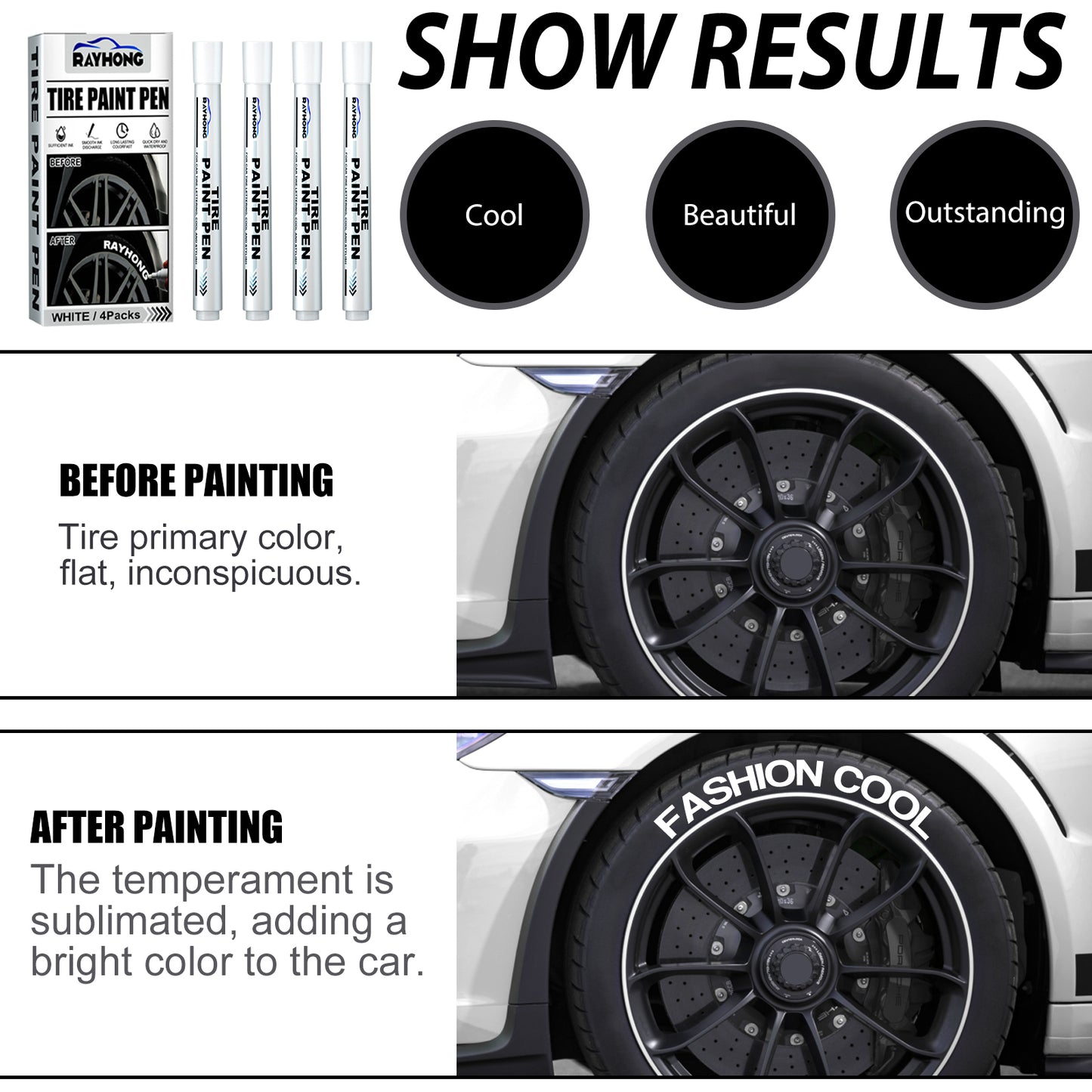 Rayhong tire paint pen car tire letter pen decoration modification supplies graffiti tire marker pen