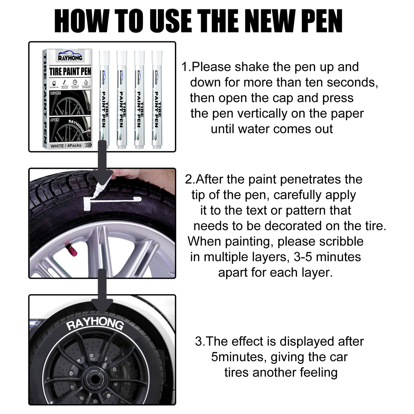 Rayhong tire paint pen car tire letter pen decoration modification supplies graffiti tire marker pen