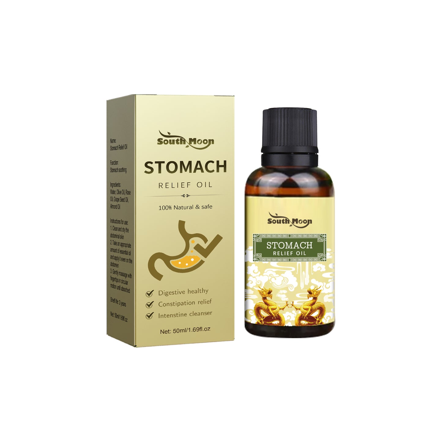 South Moon Stomach Oil Clearing Stomach and Stomach Relief Gastrointestinal Discomfort Massage Care Compact Slimming Oil