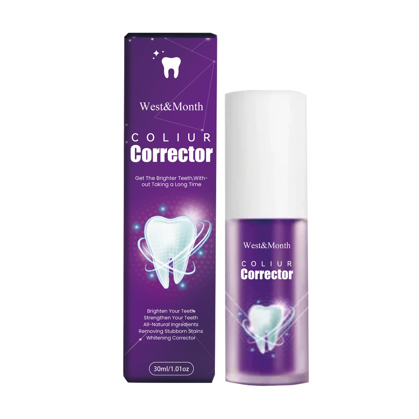 West & Month Purple Whitening Toothpaste Cleaning Tooth Stains Mouth Odor Care Gum Whitening Toothpaste