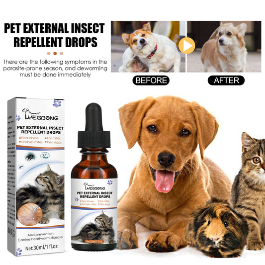 Yegbong Pet Extracorporeal Repellent Drops Cats and Dogs Clean to Remove Lice Ticks Flea Drops