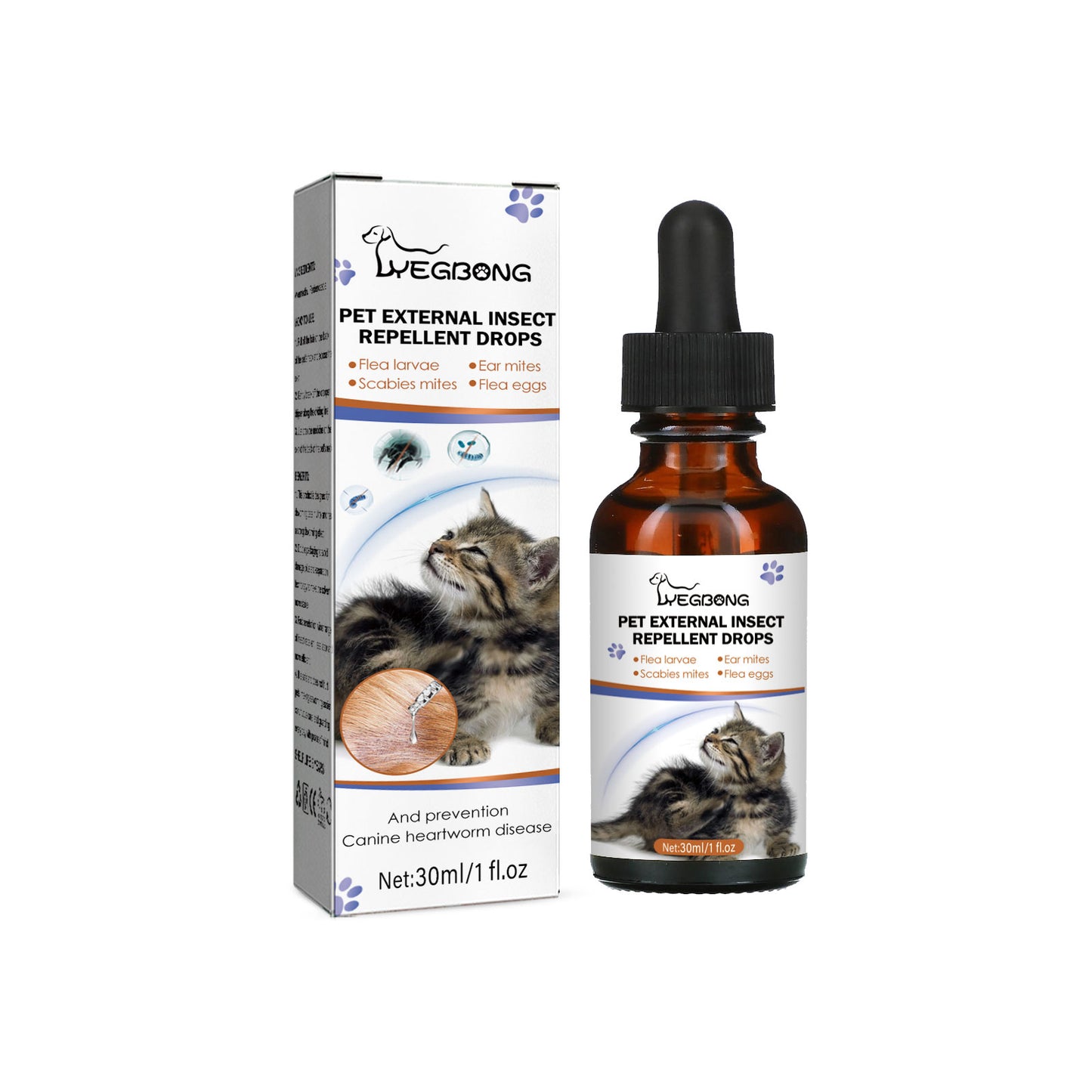 Yegbong Pet Extracorporeal Repellent Drops Cats and Dogs Clean to Remove Lice Ticks Flea Drops