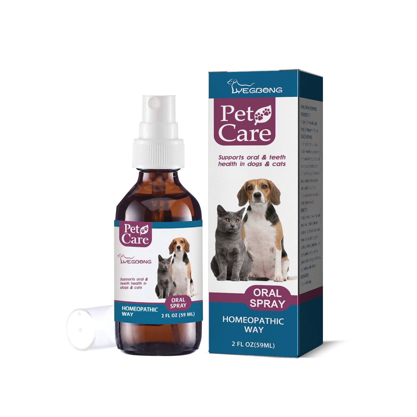 Yegbong pet oral cleaning spray for cats and dogs in addition to tartar halitosis fresh oral care spray