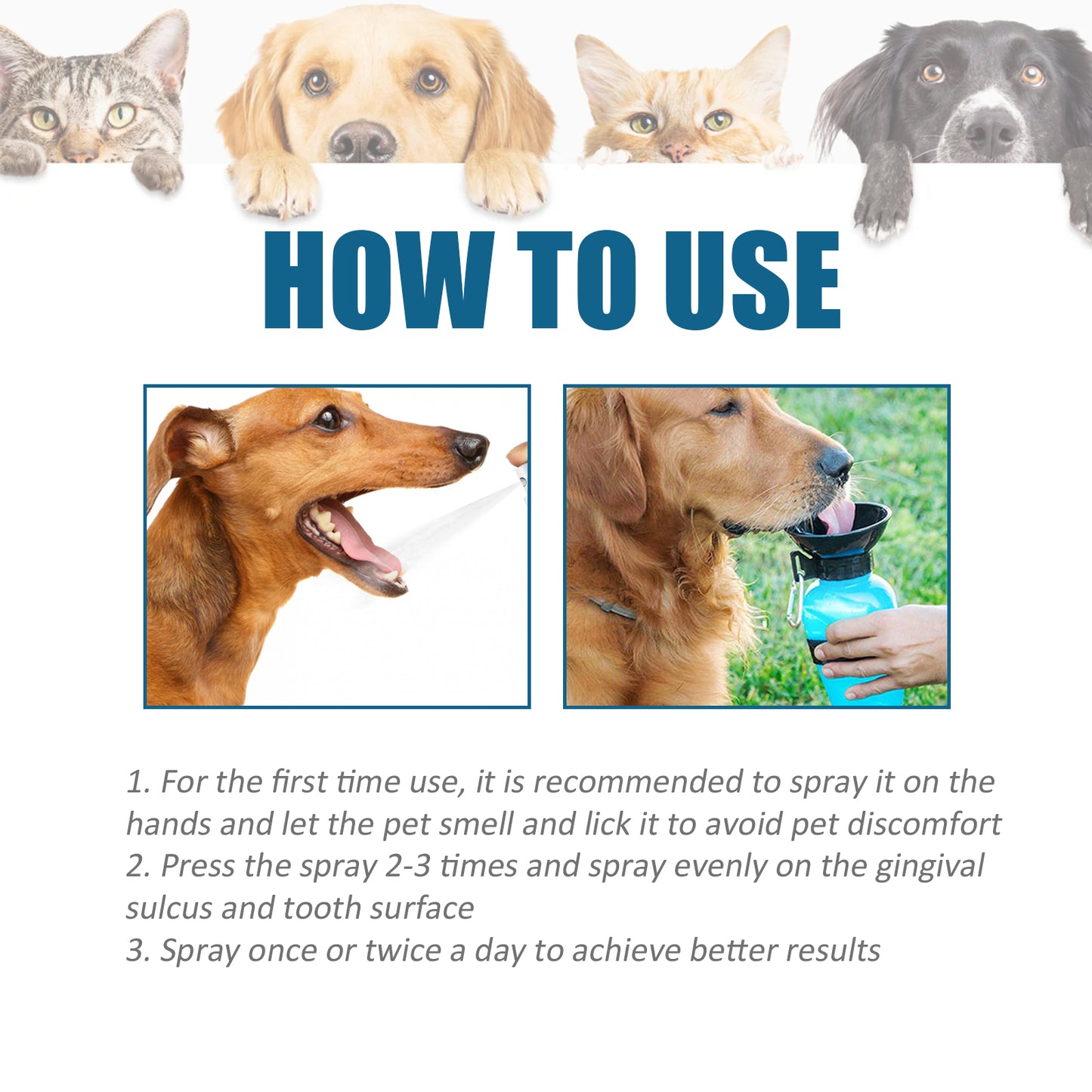 Yegbong pet oral cleaning spray for cats and dogs in addition to tartar halitosis fresh oral care spray