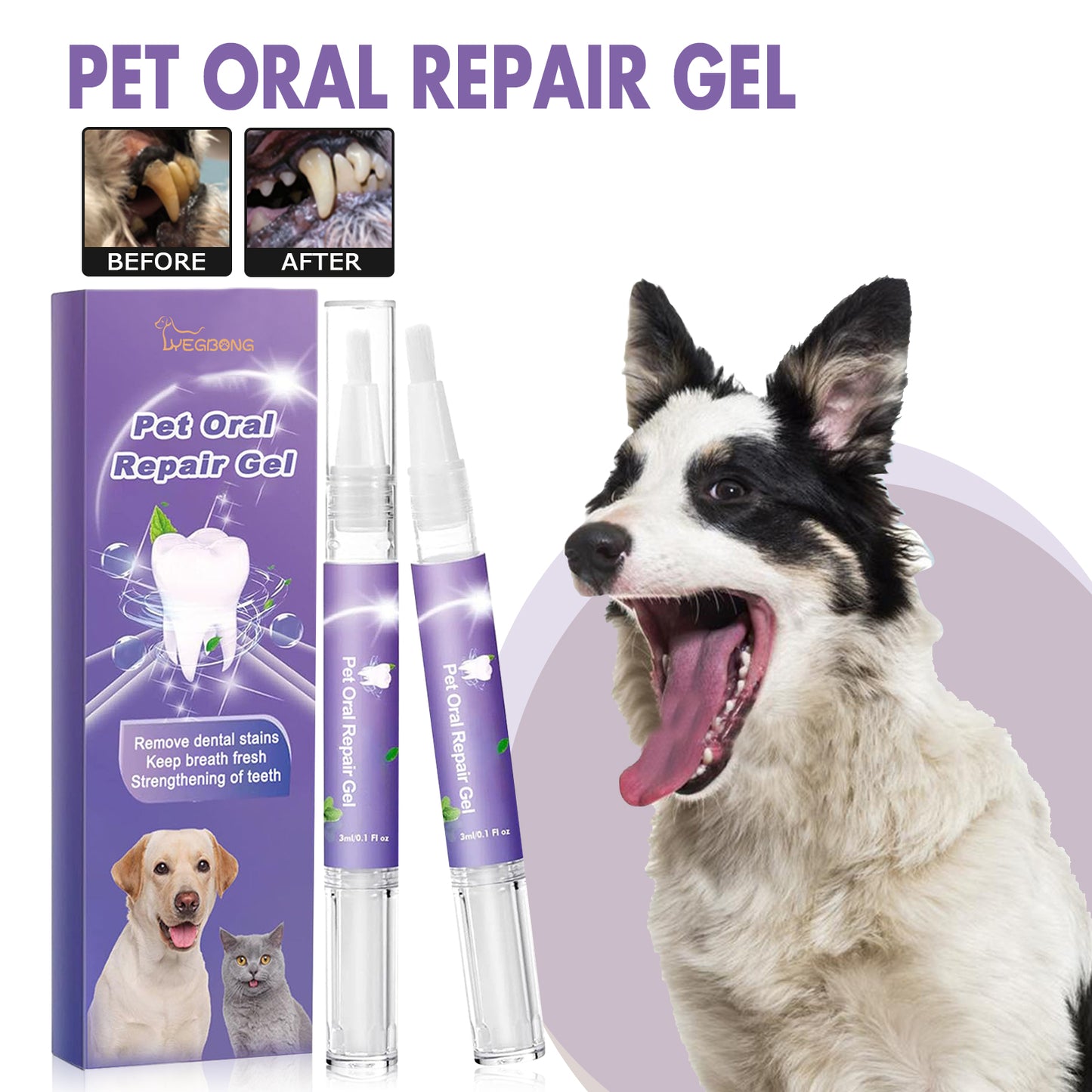Yegbong Pet Oral Repair Gel (2pcs) Deep Cleaning Dog Cat Tooth Stains Oral Cleaning Care