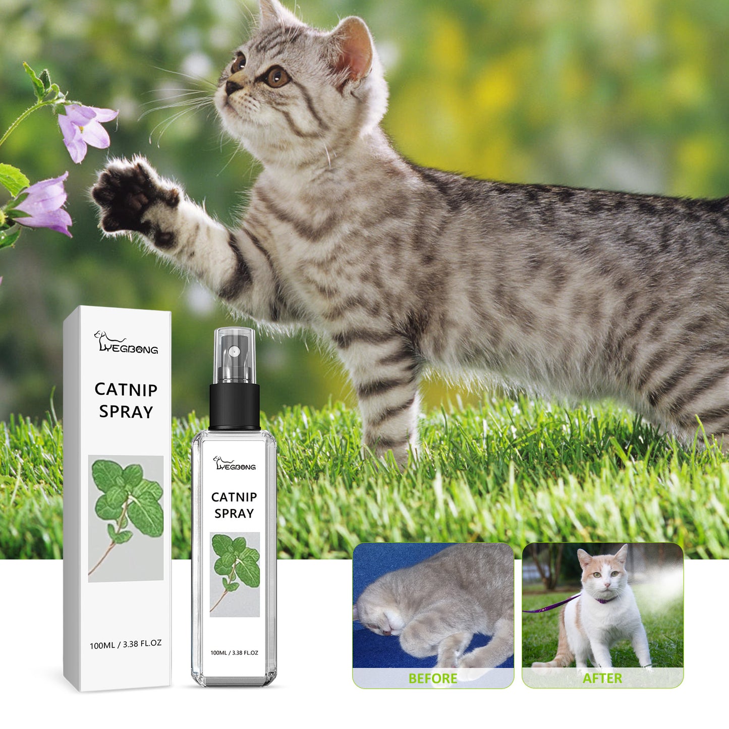 Yegbong Catnip Spray Relieve Cats' Anxiousness Enhance Pet Vitality Health Care Spray