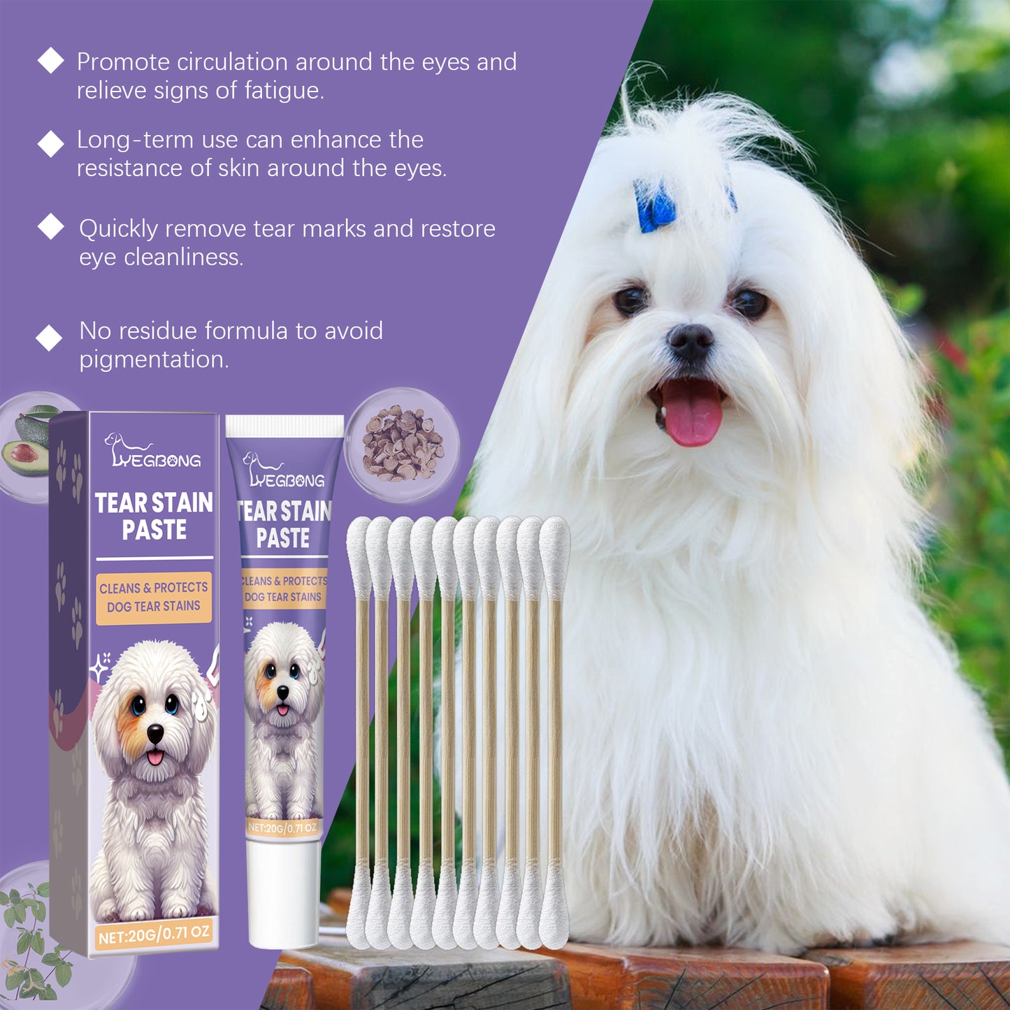 Yegbong Dog Eye Ointment Pet Dog Eye Gentle Cleaning Eye Scale Tears Moisturizing Care Dog Eye Ointment