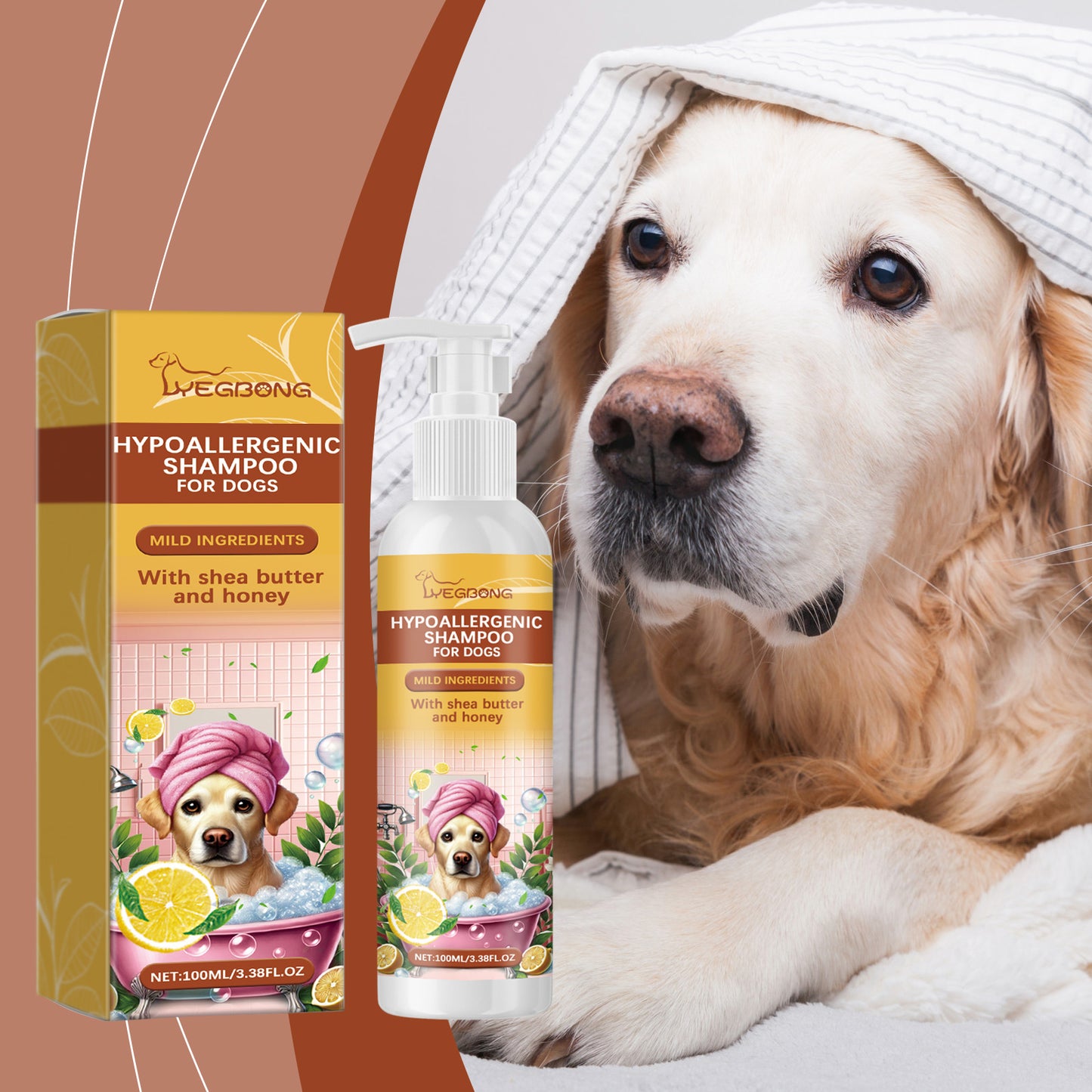 Yegbong Dog Shampoo Pet Dog Hair Gentle Cleansing Shampoo Moisturizing and Smooth Without Knotting