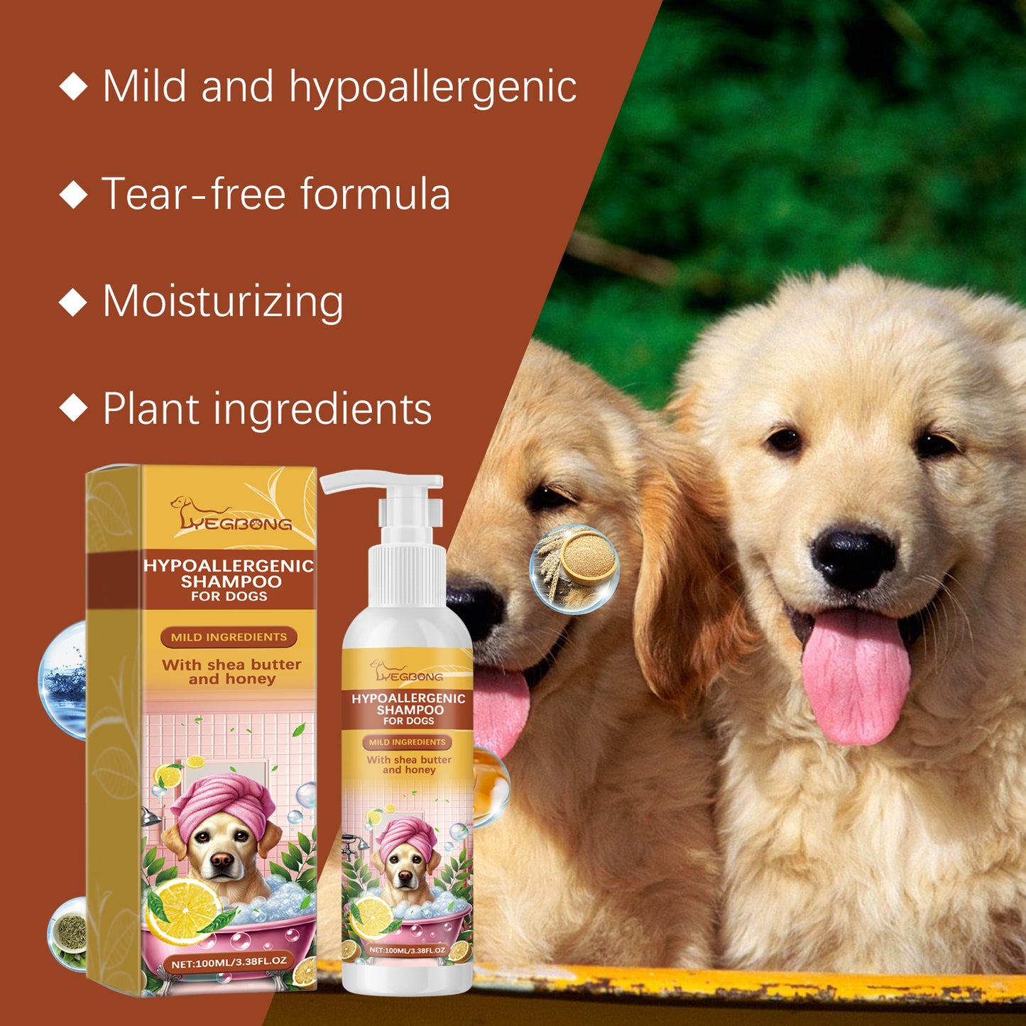 Yegbong Dog Shampoo Pet Dog Hair Gentle Cleansing Shampoo Moisturizing and Smooth Without Knotting