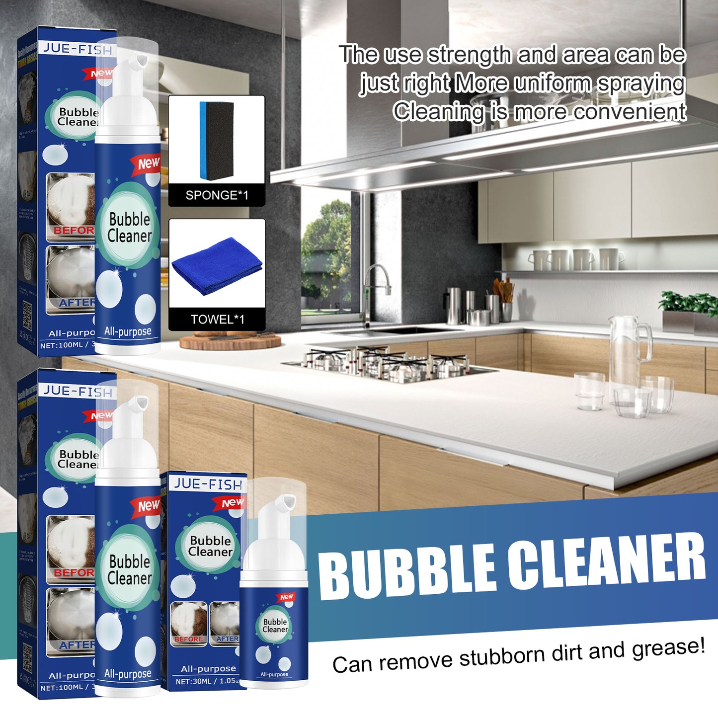 Jue-Fish oil stain foam cleaner kitchen stove hood multi-purpose heavy oil stain foam cleaner