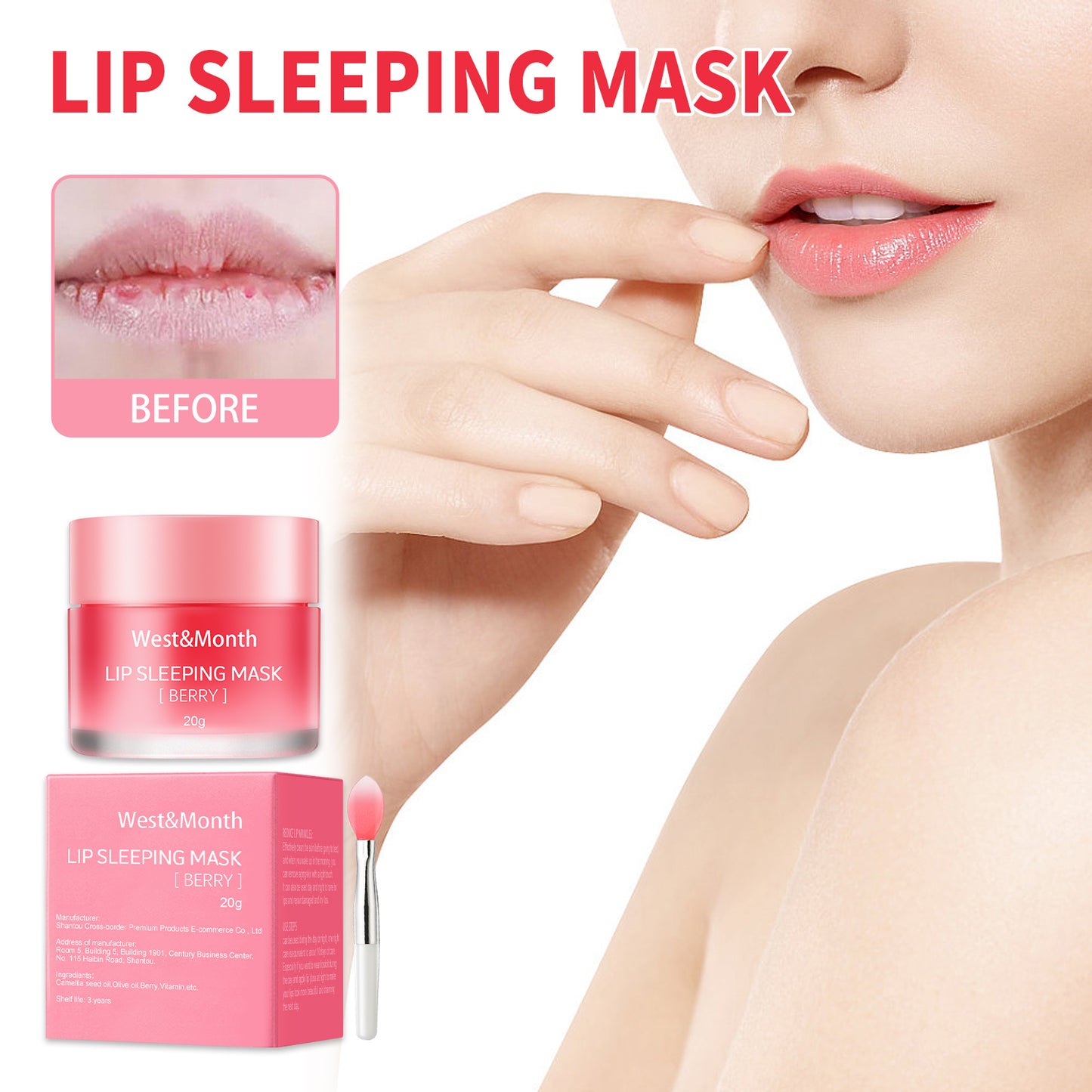 West & Month Jelly Lip Mold Moisturizing and Hydrating Desalising Lip Pattern Moisturizing Lip Skin Sleep Jelly Lip Mold