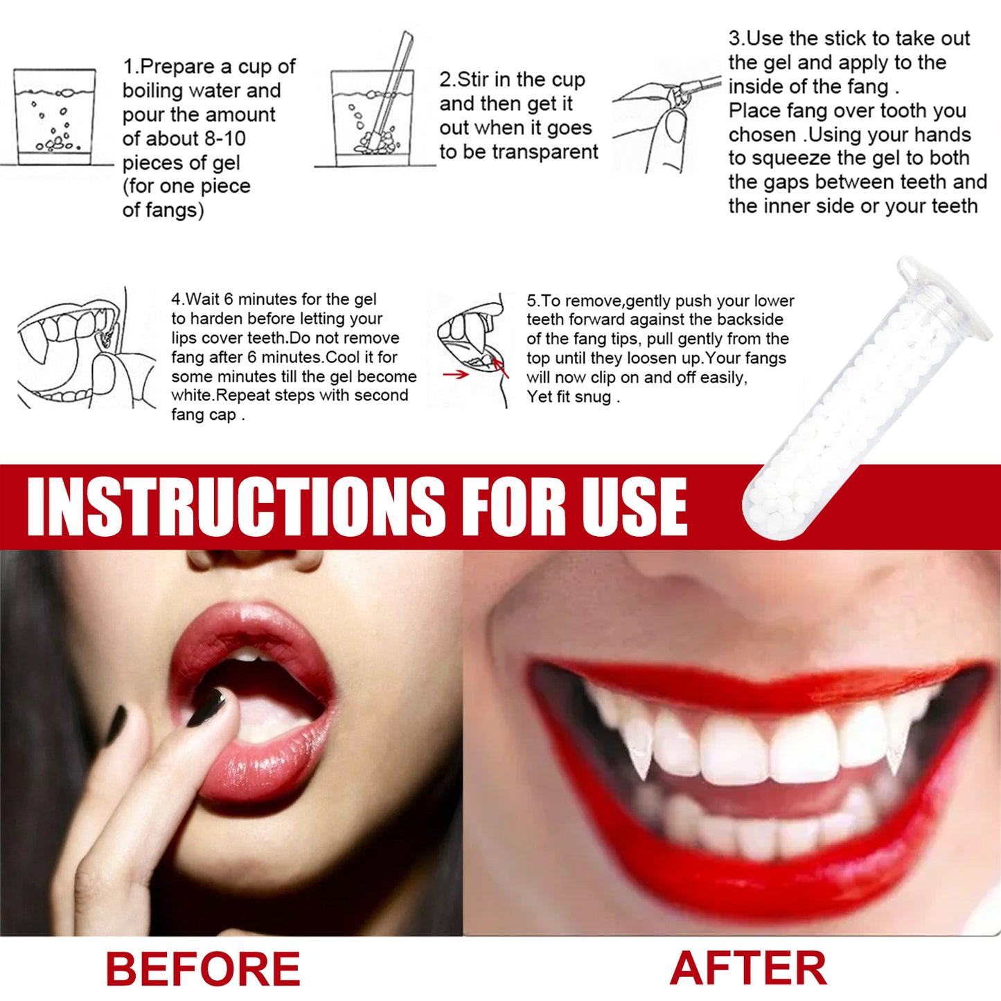 Jue-Fish retractable vampire fangs party party fangs spoof teeth halloween dress up props