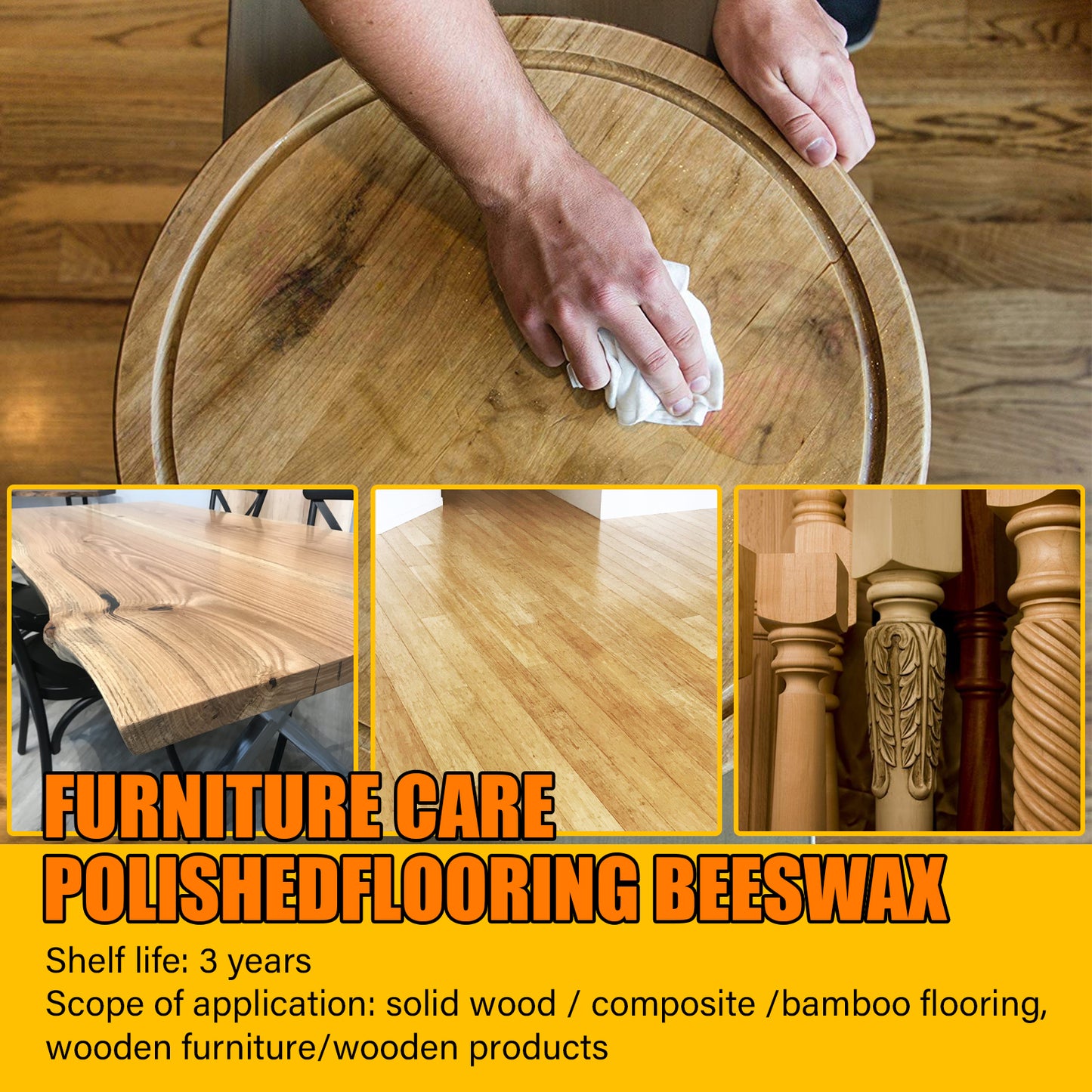 EELHOE Furniture Brightening Natural Beeswax Polishing Beeswax Waterproof Wear-resistant Wood Floor Maintenance Care Beeswax