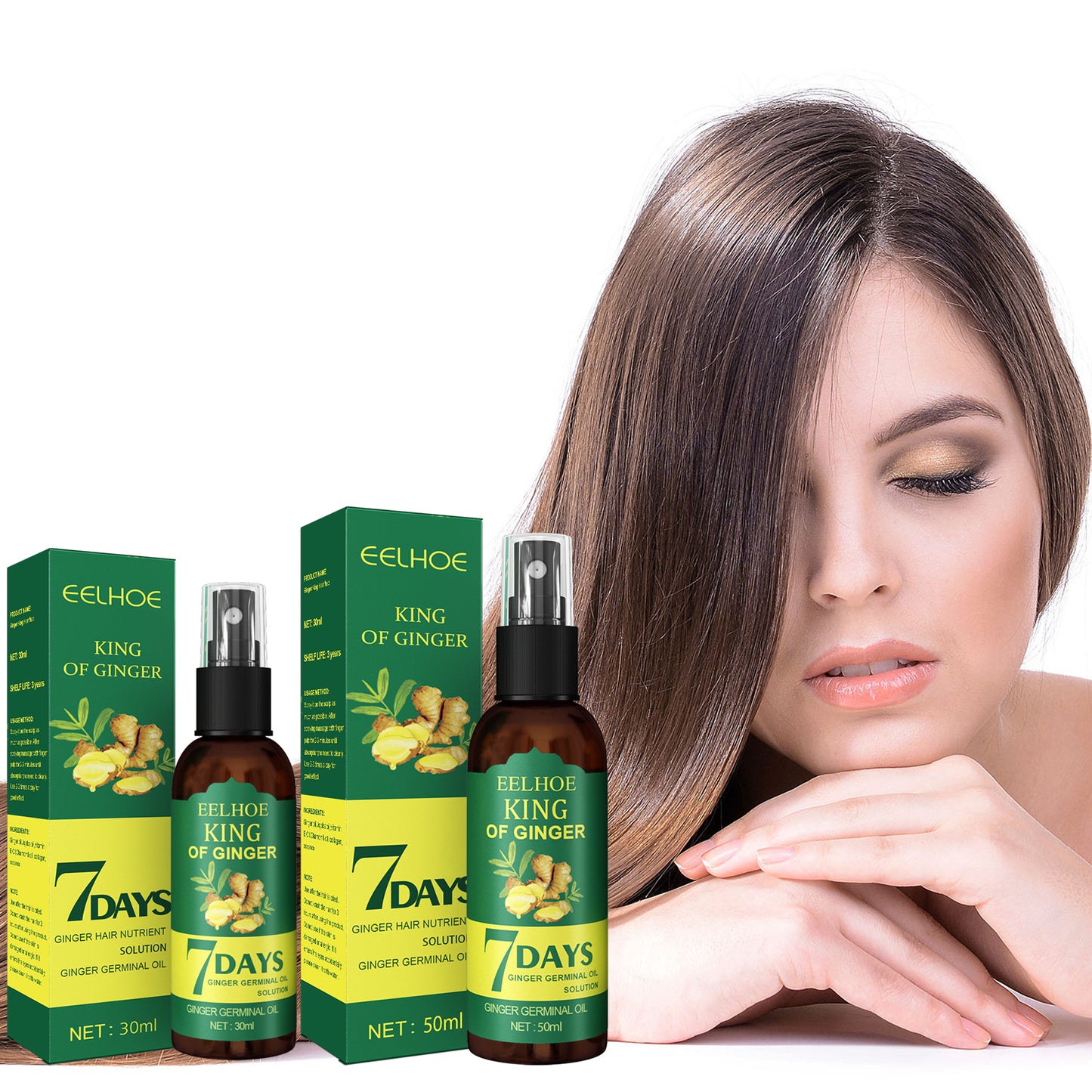 EELHOE Ginger Hair Spray (50ml Boxed) Strong Hair Massage Scalp Hair Repair Hair Care Solution