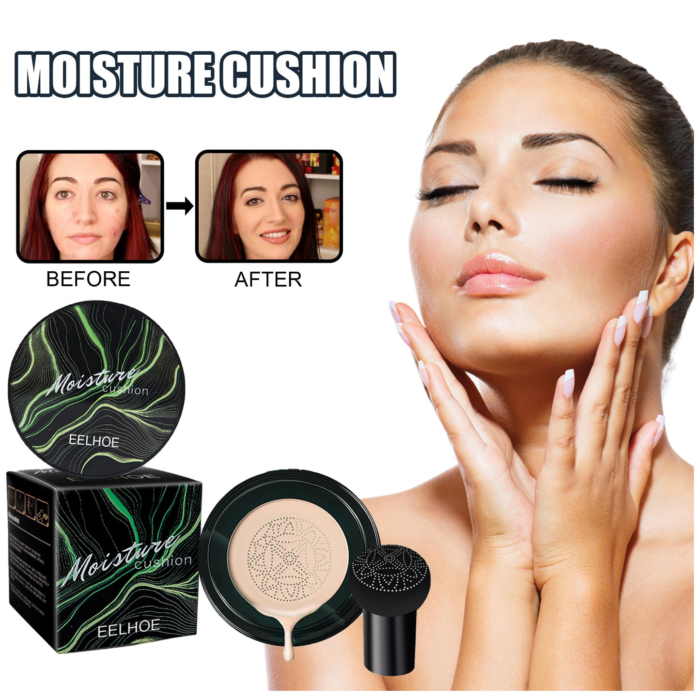 EELHOE Mushroom Head Air Cushion Natural BB Cream Covering Facial Imperfections Brightening Natural Naked Makeup Foundation Cream