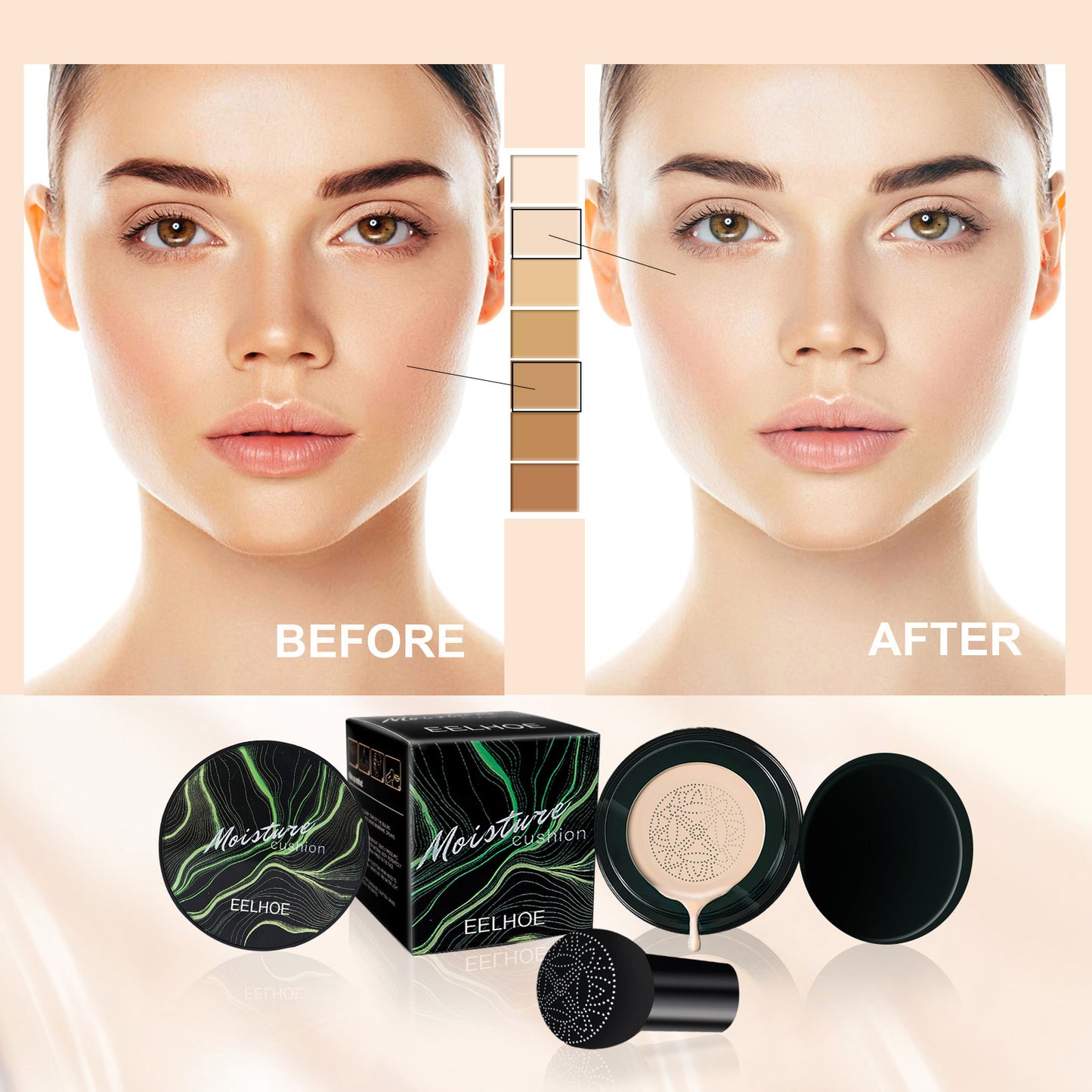 EELHOE Mushroom Head Air Cushion Natural BB Cream Covering Facial Imperfections Brightening Natural Naked Makeup Foundation Cream