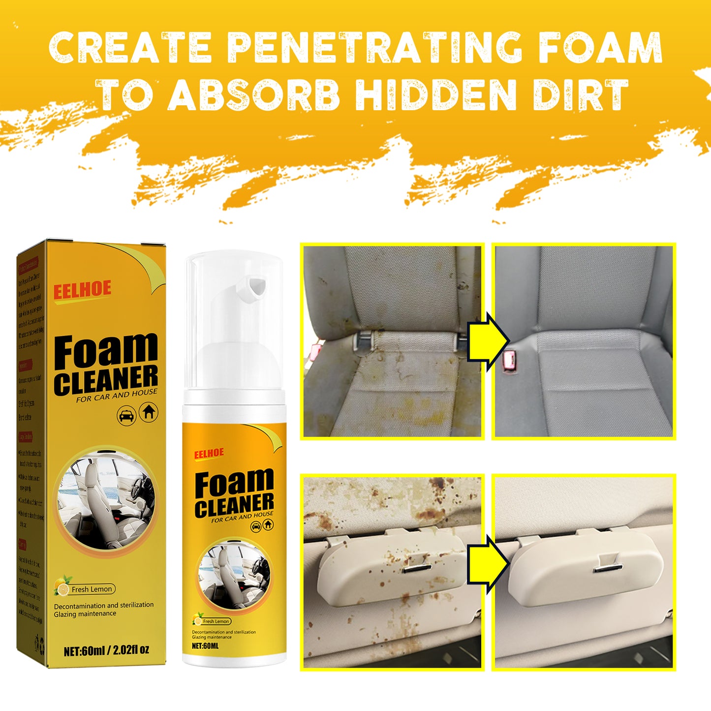 EELHOE car steering wheel foam cleaner leather seat supplies decontamination multifunctional interior cleaner