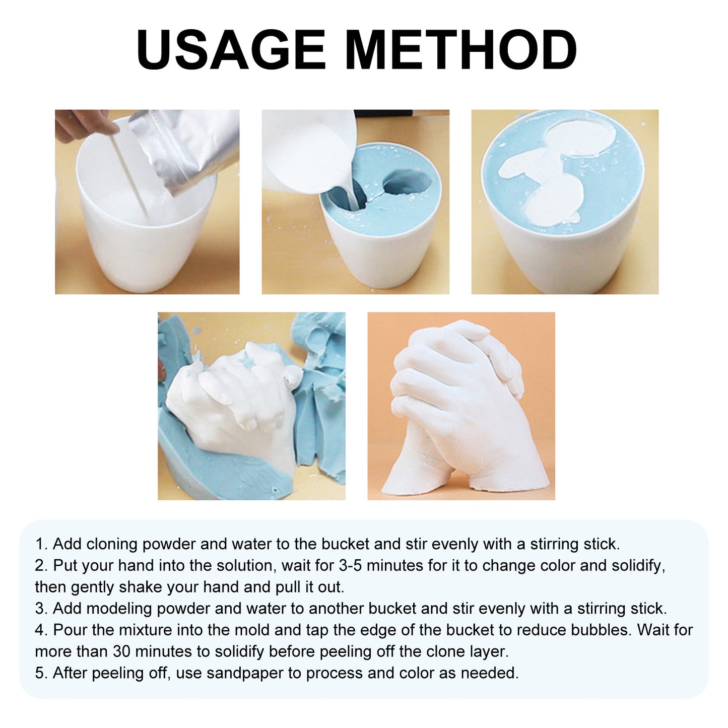 EELHOE Couple Hand Mold Clone Powder Infant Three-dimensional Hand and Foot Mold Making Material Valentine's Day Gift
