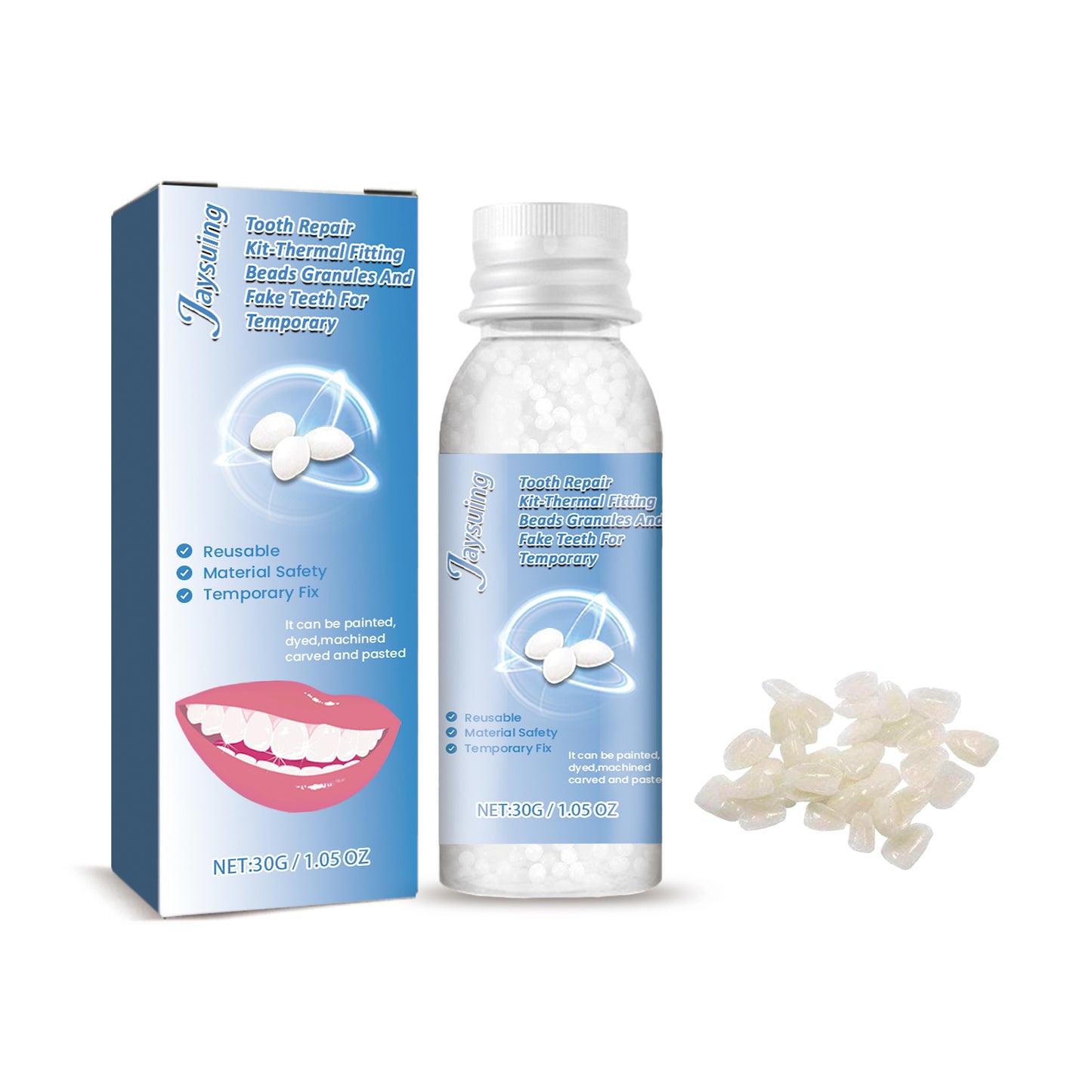 Jaysuing Temporary Teeth Restoration Kit Halloween Makeup Teeth Modification Denture Fitting Teeth Cave Gum