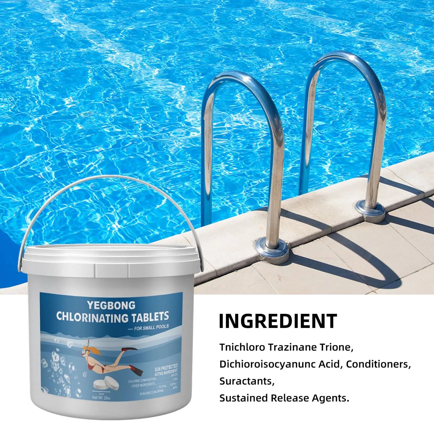 Yegbong chlorinated tablets swimming pool to improve water quality clarification deodorant effervescent tablets multifunctional instant cleaning