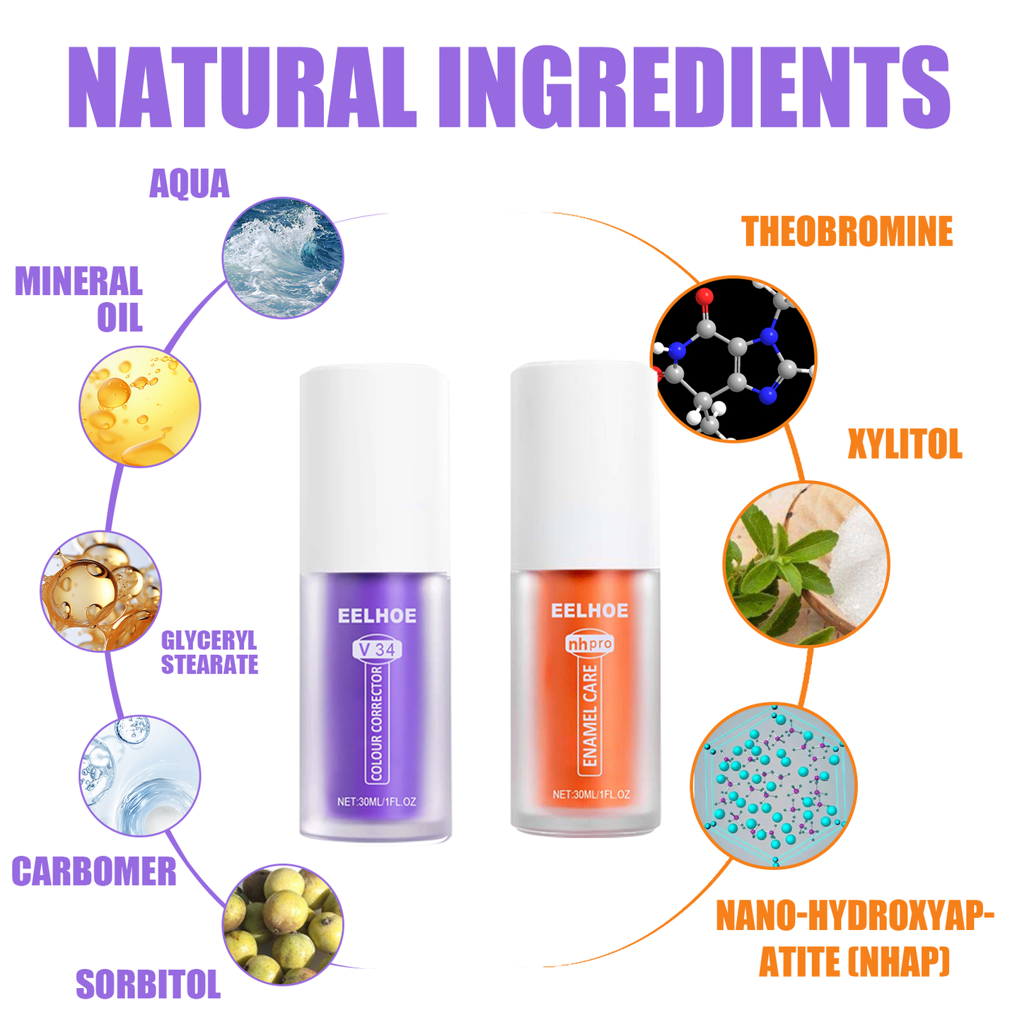 EELHOE V34 Teeth Brightening Toothpaste Oral Whitening Cleaning Teeth Stains Whitening Teeth Purple Toothpaste